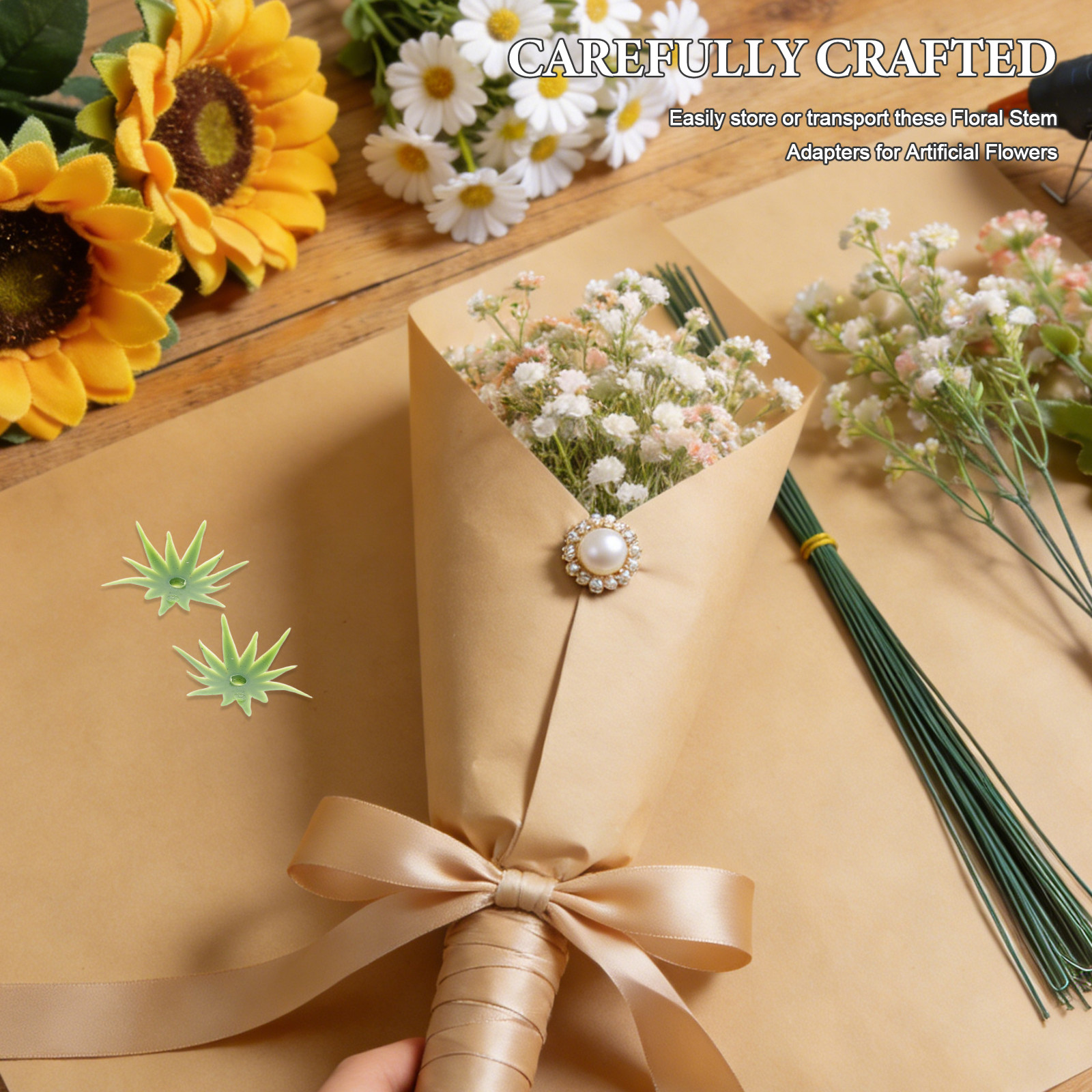 Wedding Floral Supply - 40Pcs Artificial Flower Calyxes Green Sepals