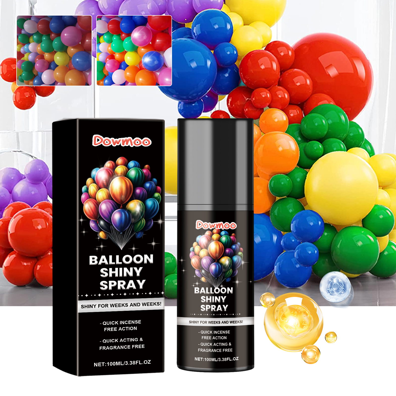 Confetti Balloon Set - Balloon Shine Enhancer Spray Instant Gloss