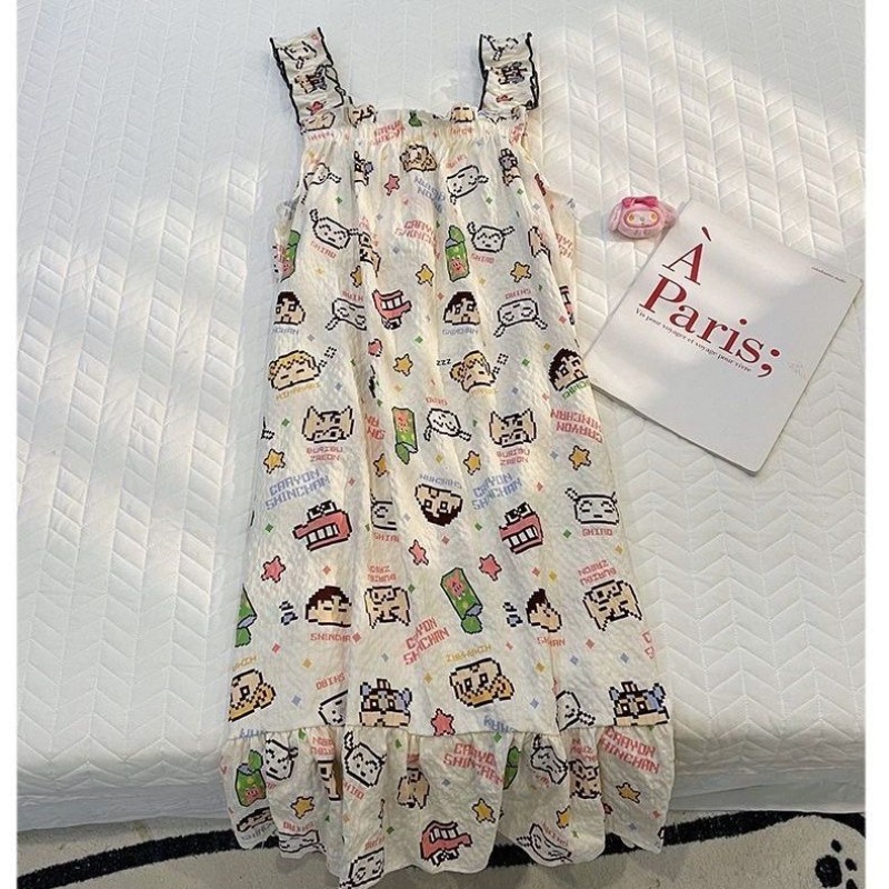 Good Floral & Wedding Decor Supply Photos - Crayon Shin-chan Nightdress Cute Cartoon Floral