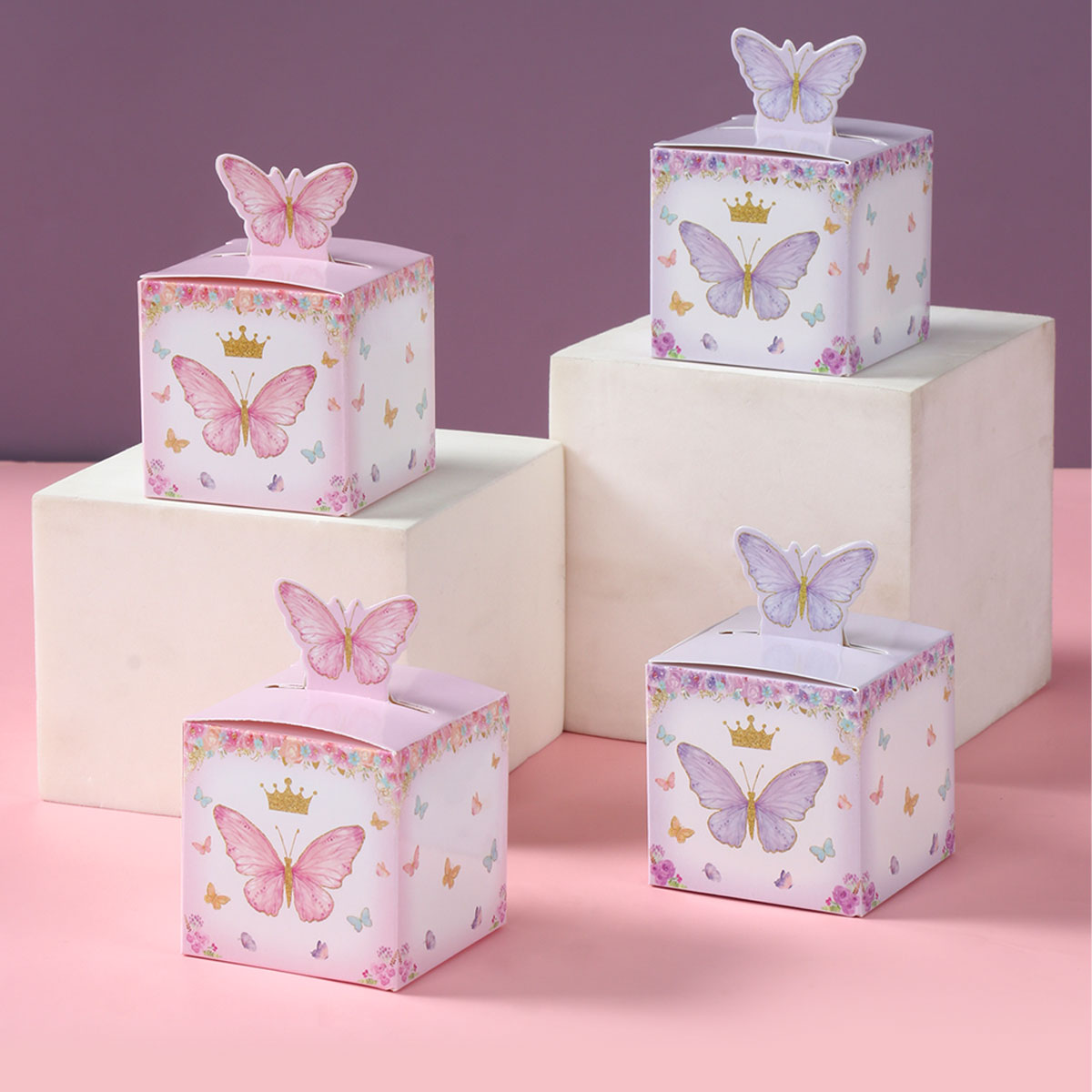 Wedding Supply.Box - 24pcs Candy Gift Box Purple Pink