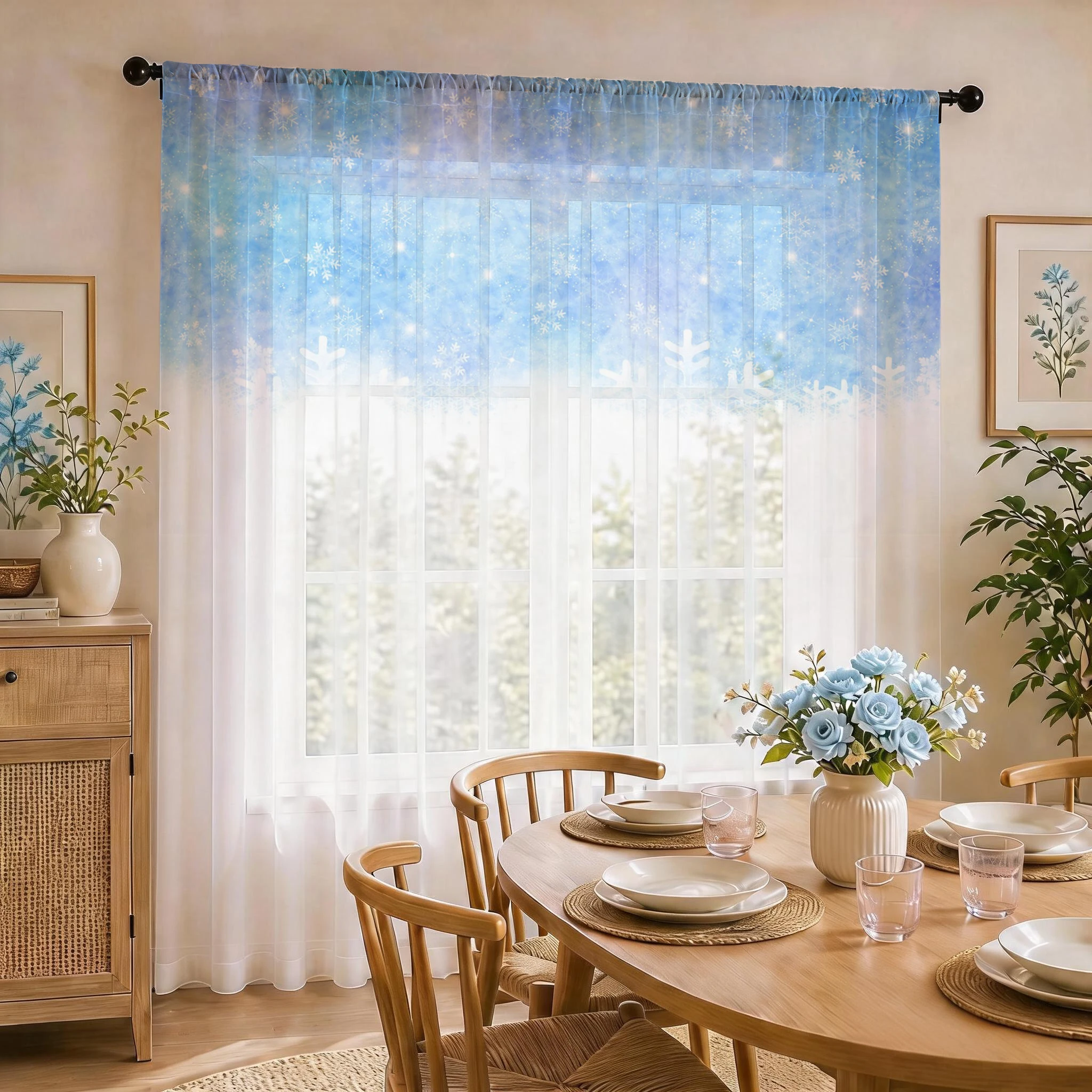 Good Floral & Wedding Decor Supply Photos - Floral Gradient Sheer Curtain, Good Quality