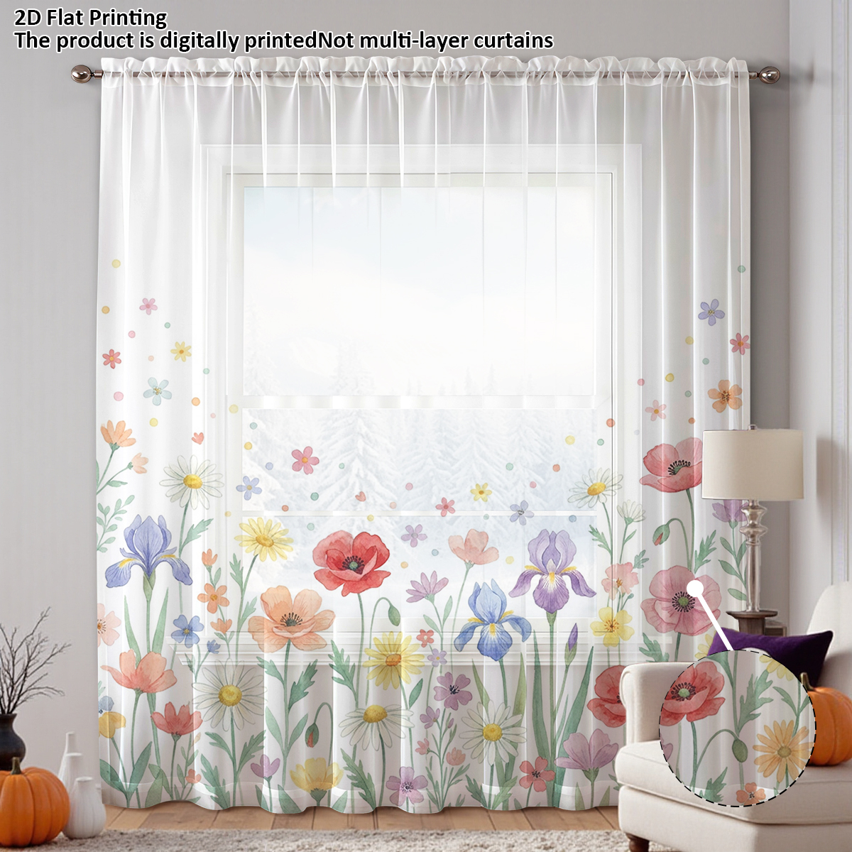 Floral Privacy Sheer Curtain,G - Good Floral & Wedding Decor Supply Photos 리뷰 및 가격