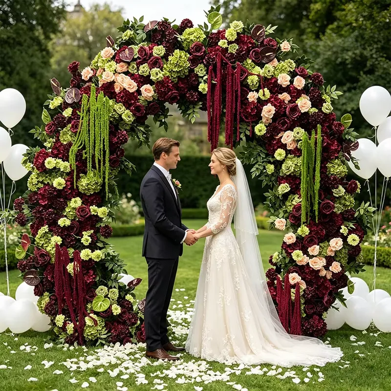 Burgundy Sage Green Trailing T - Wedding Arch Flower 리뷰 및 가격