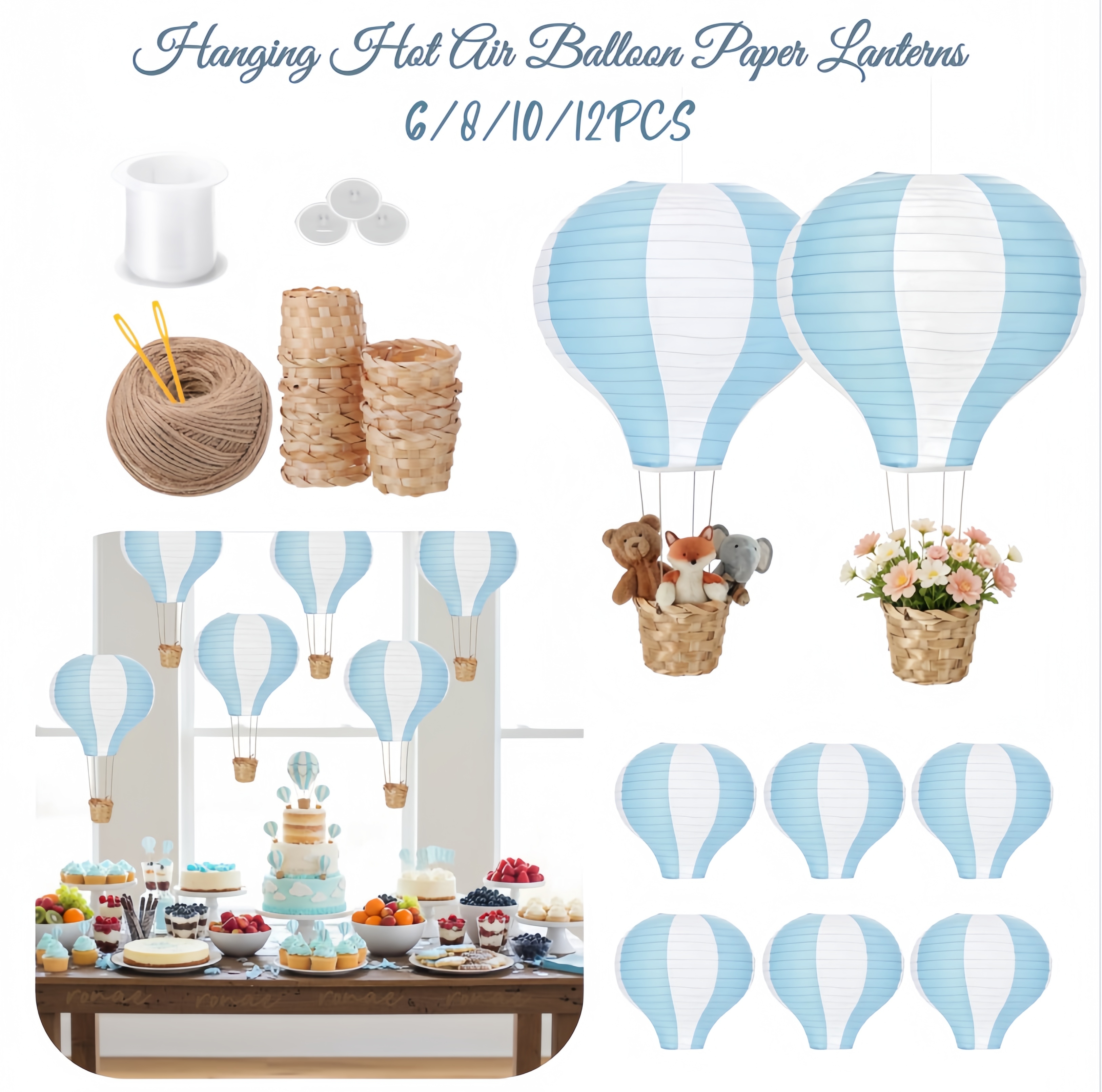 6-12Pcs Hanging Hot Air Balloo - Confetti Balloon Set 리뷰 및 가격