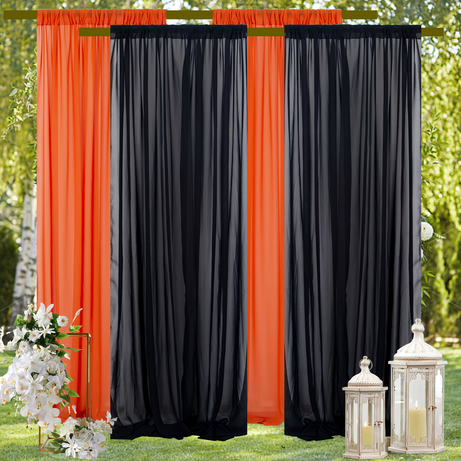Golden & Mint Chiffon Curtain  - Wedding Backdrop Curtain 리뷰 및 가격