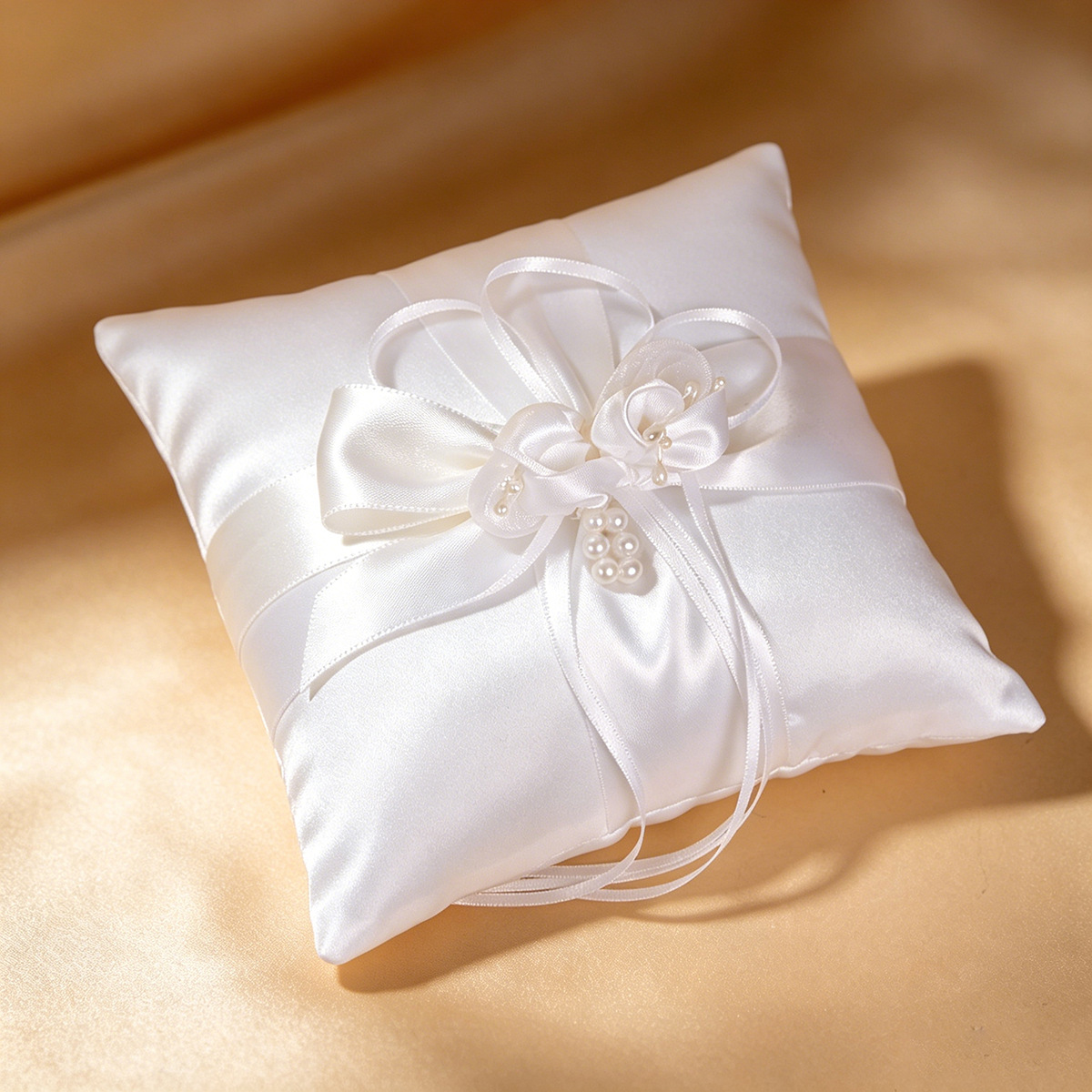 1Pcs Square White Satin Weddin - Ring Bearer Pillow 리뷰 및 가격