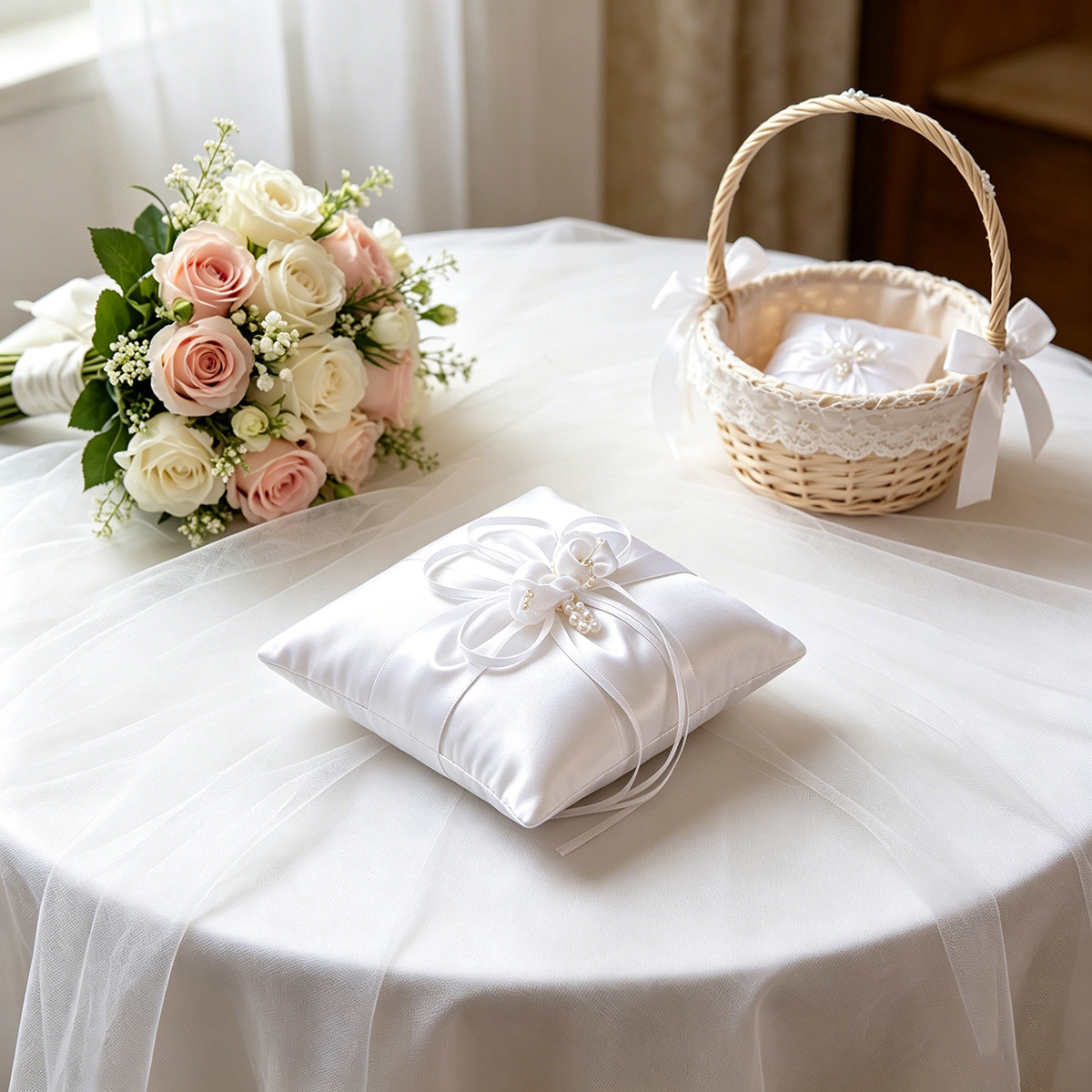 1Pcs Square White Satin Weddin - Ring Bearer Pillow 리뷰 및 가격