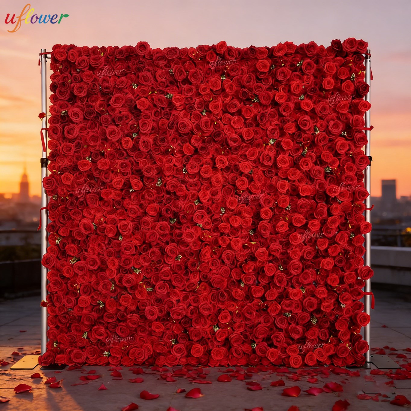Uflower Red Rose Artificial Fl - Wedding Backdrop Curtain 리뷰 및 가격