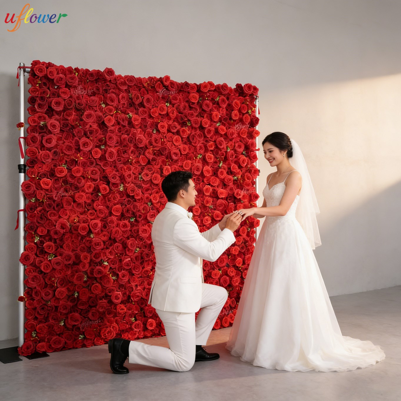Uflower Red Rose Artificial Fl - Wedding Backdrop Curtain 리뷰 및 가격