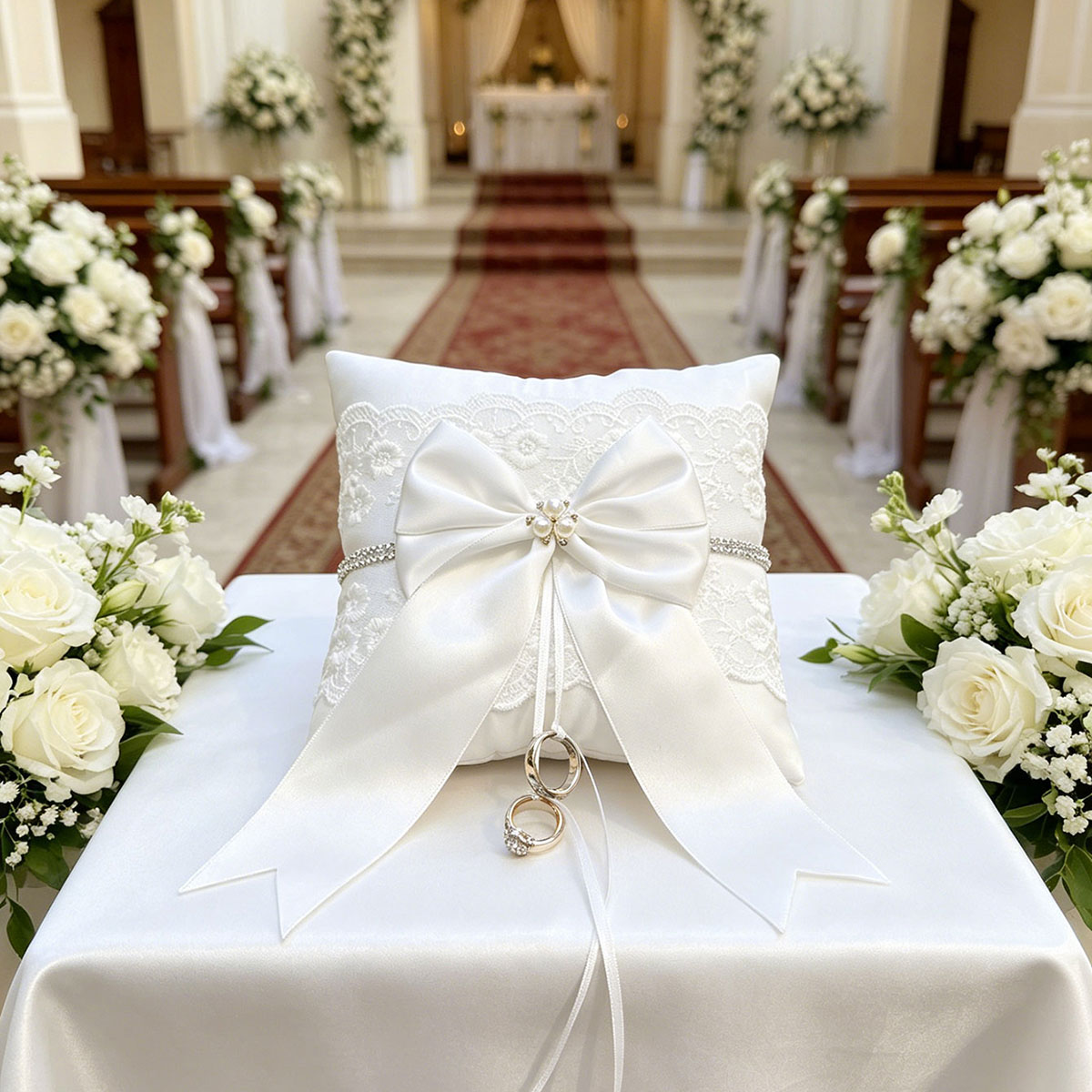 White Lace Wedding Ring Pillow - Ring Bearer Pillow 리뷰 및 가격