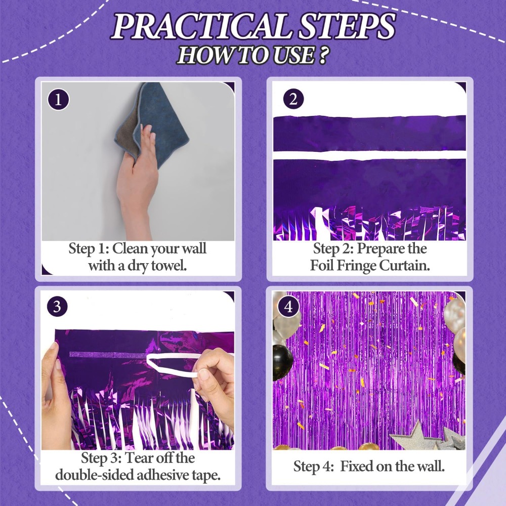 Foil Fringe Backdrop Purple Sh - Wedding Backdrop Curtain 리뷰 및 가격