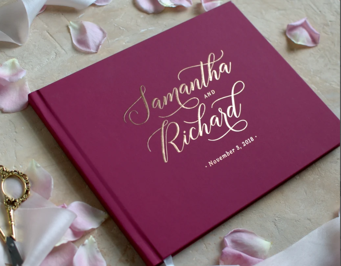 Custom Gold Foil Two Font Typo - Personalized Guest Book 리뷰 및 가격