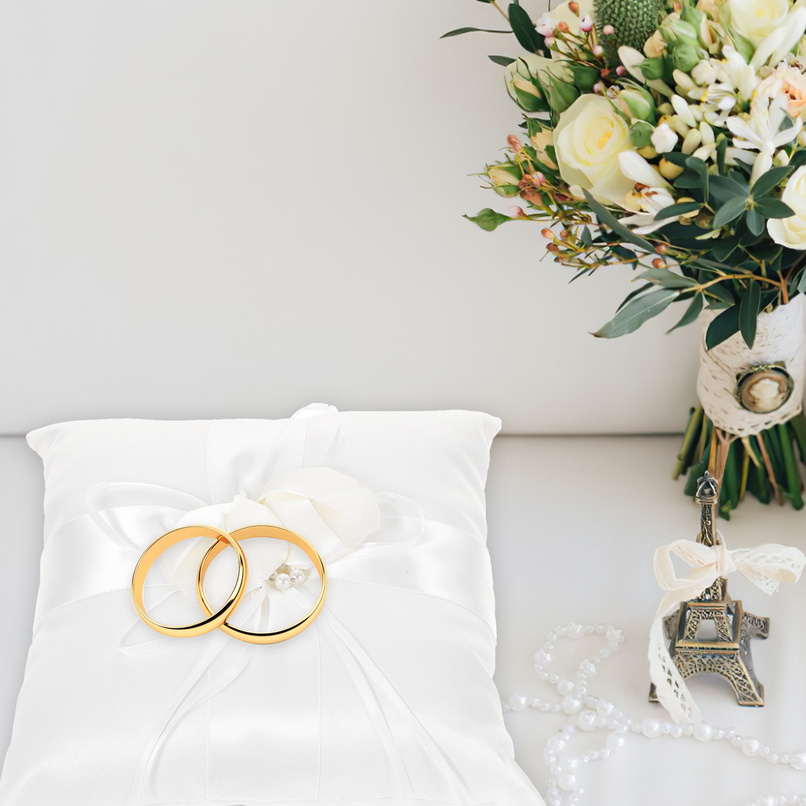 20x20cm Elegant White Satin Po - Ring Bearer Pillow 리뷰 및 가격