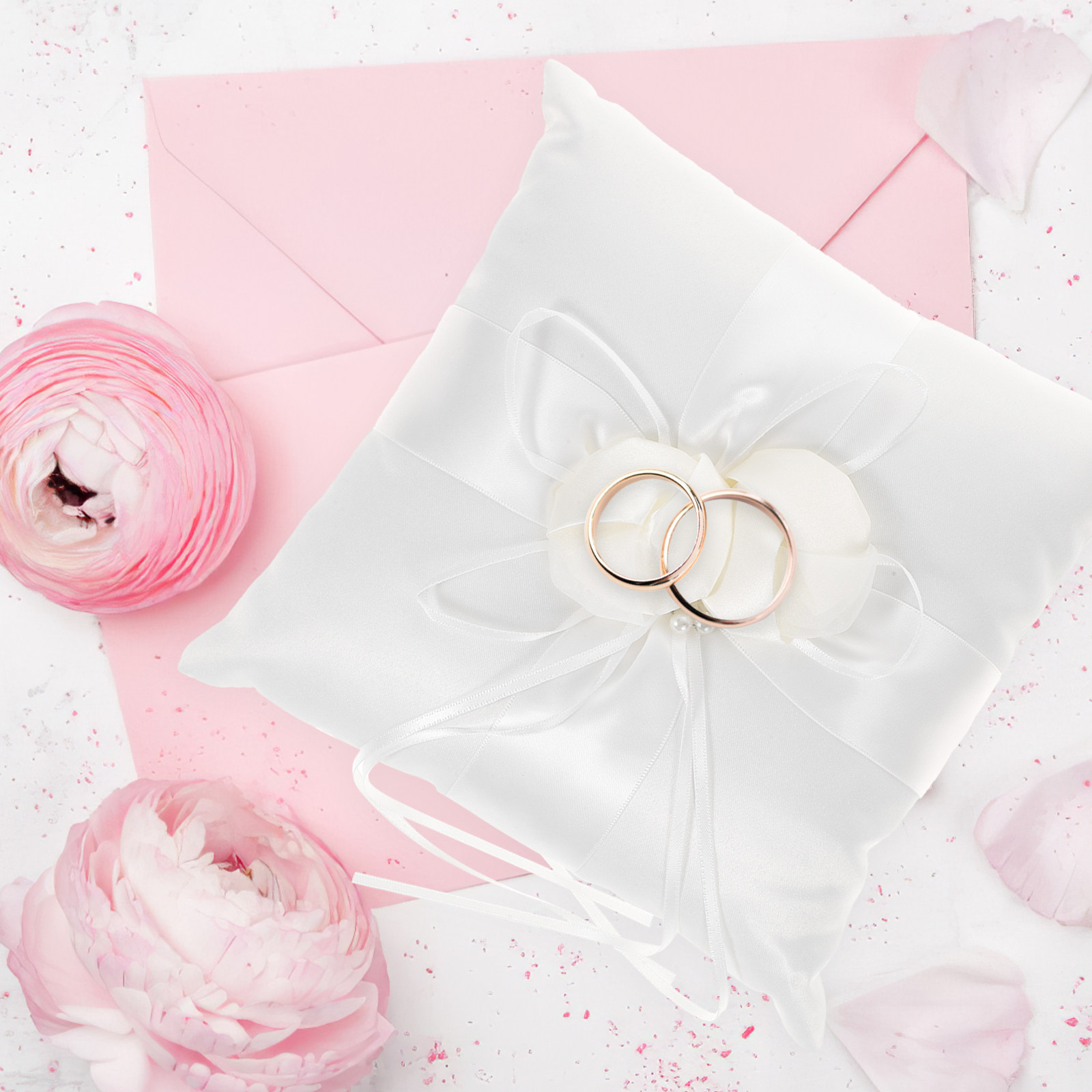 20x20cm Elegant White Satin Po - Ring Bearer Pillow 리뷰 및 가격