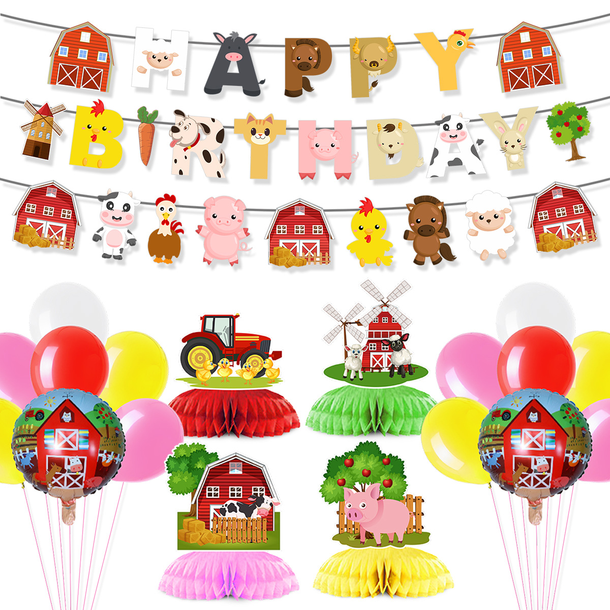 Cartoon Farm Animal Theme Birt - Confetti Balloon Set 리뷰 및 가격
