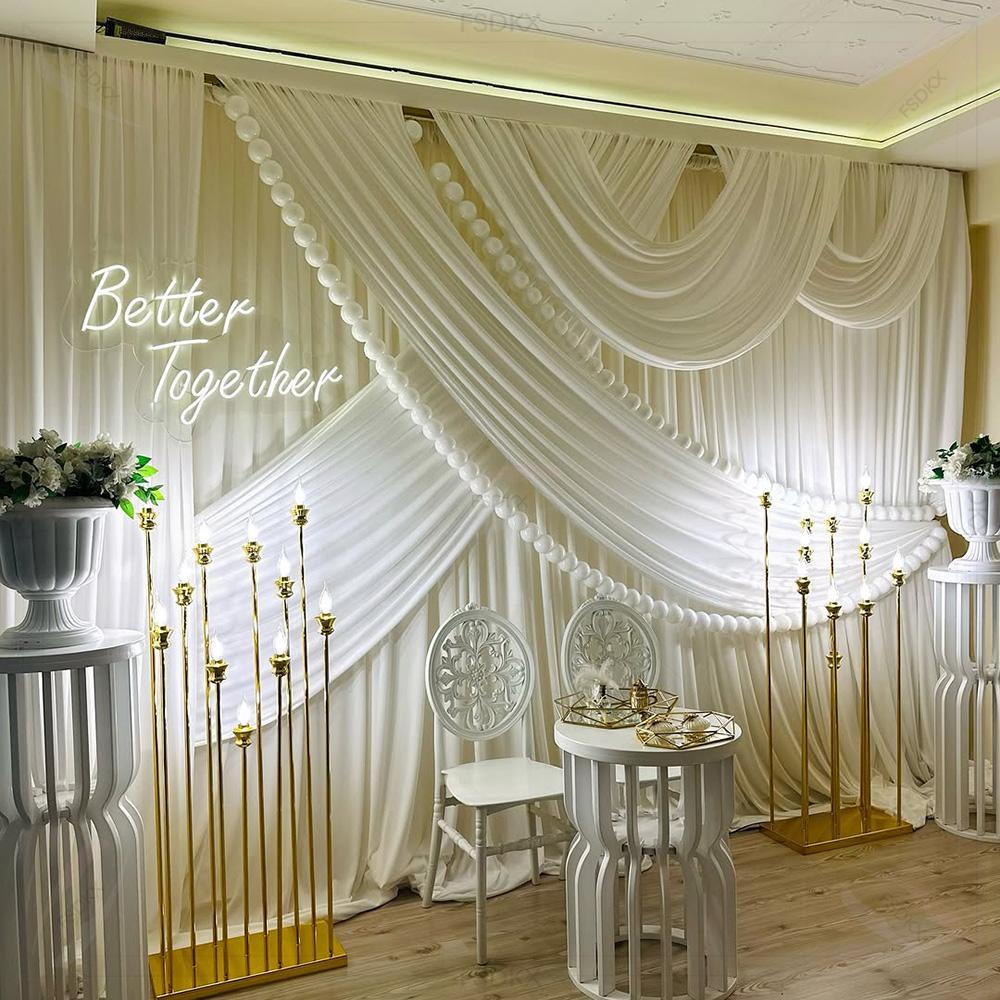 FSDKX Cheap White Ice Silk Clo - Wedding Backdrop Curtain 리뷰 및 가격