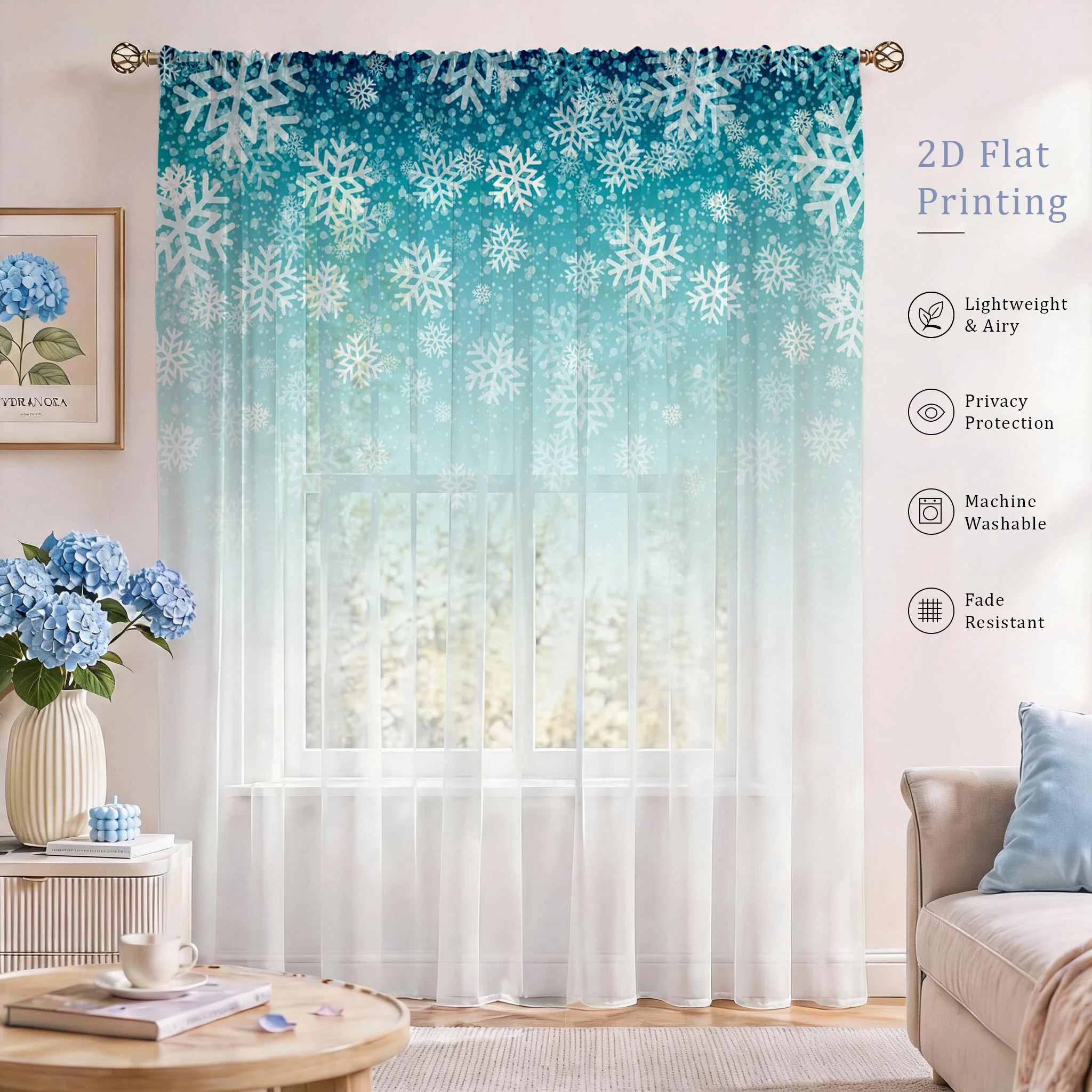 Floral Gradient Sheer Curtain, - Good Floral & Wedding Decor Supply Photos 리뷰 및 가격