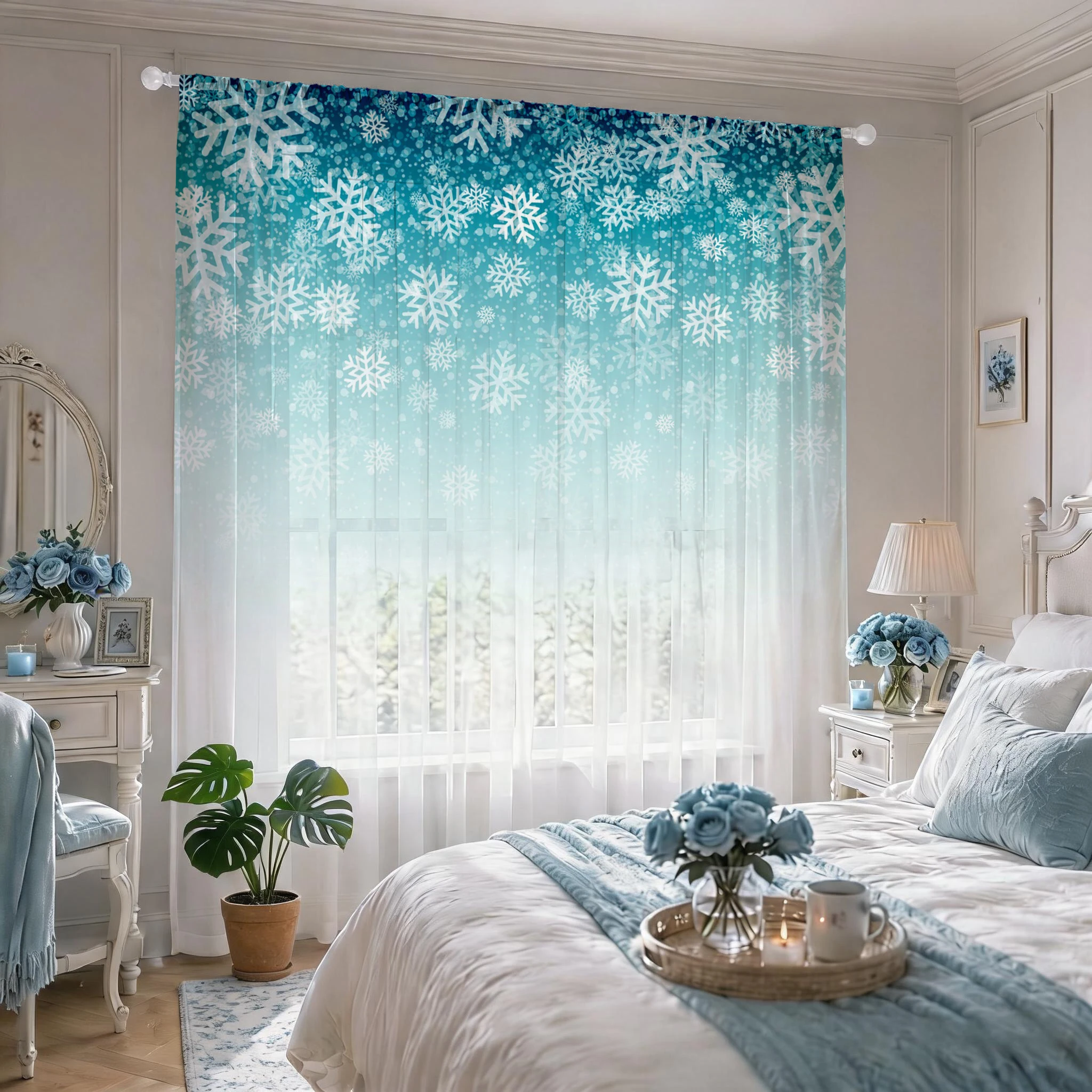 Floral Gradient Sheer Curtain, - Good Floral & Wedding Decor Supply Photos 리뷰 및 가격