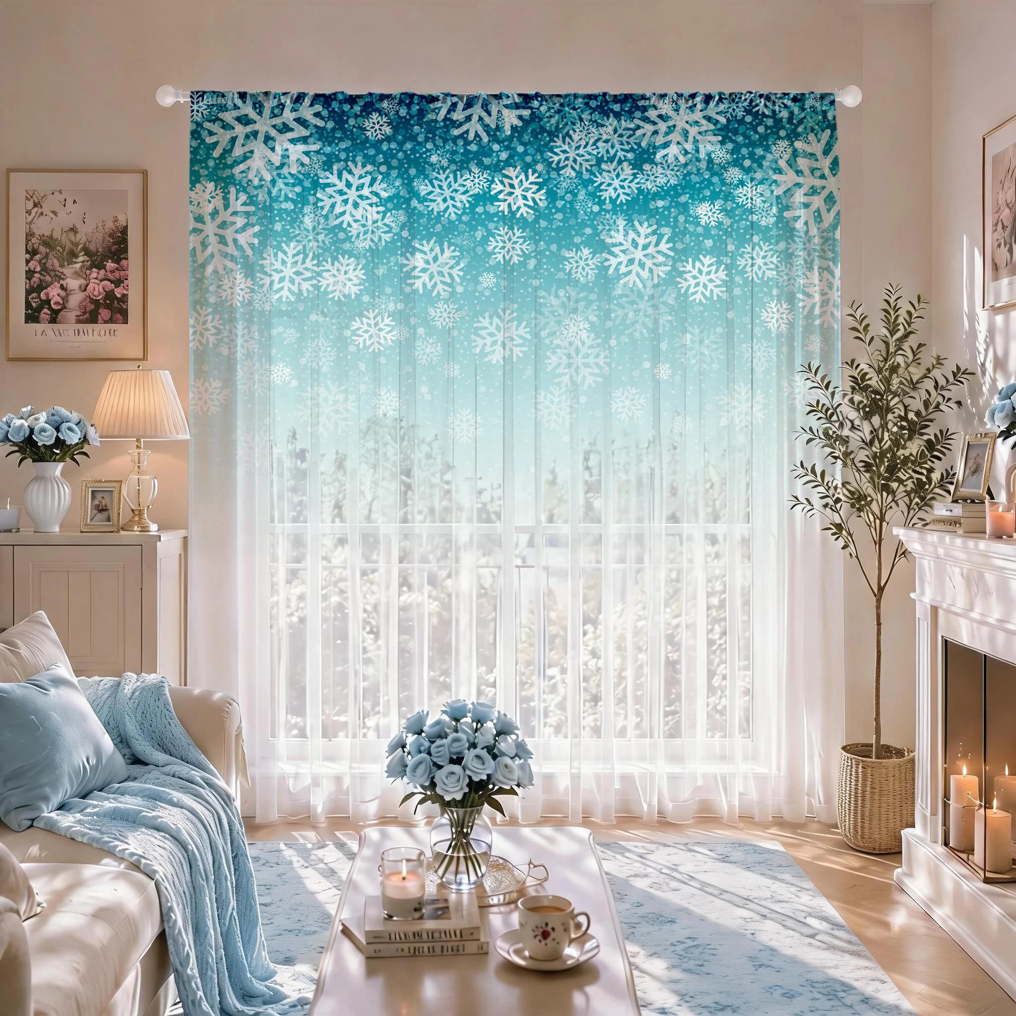 Floral Gradient Sheer Curtain, - Good Floral & Wedding Decor Supply Photos 리뷰 및 가격