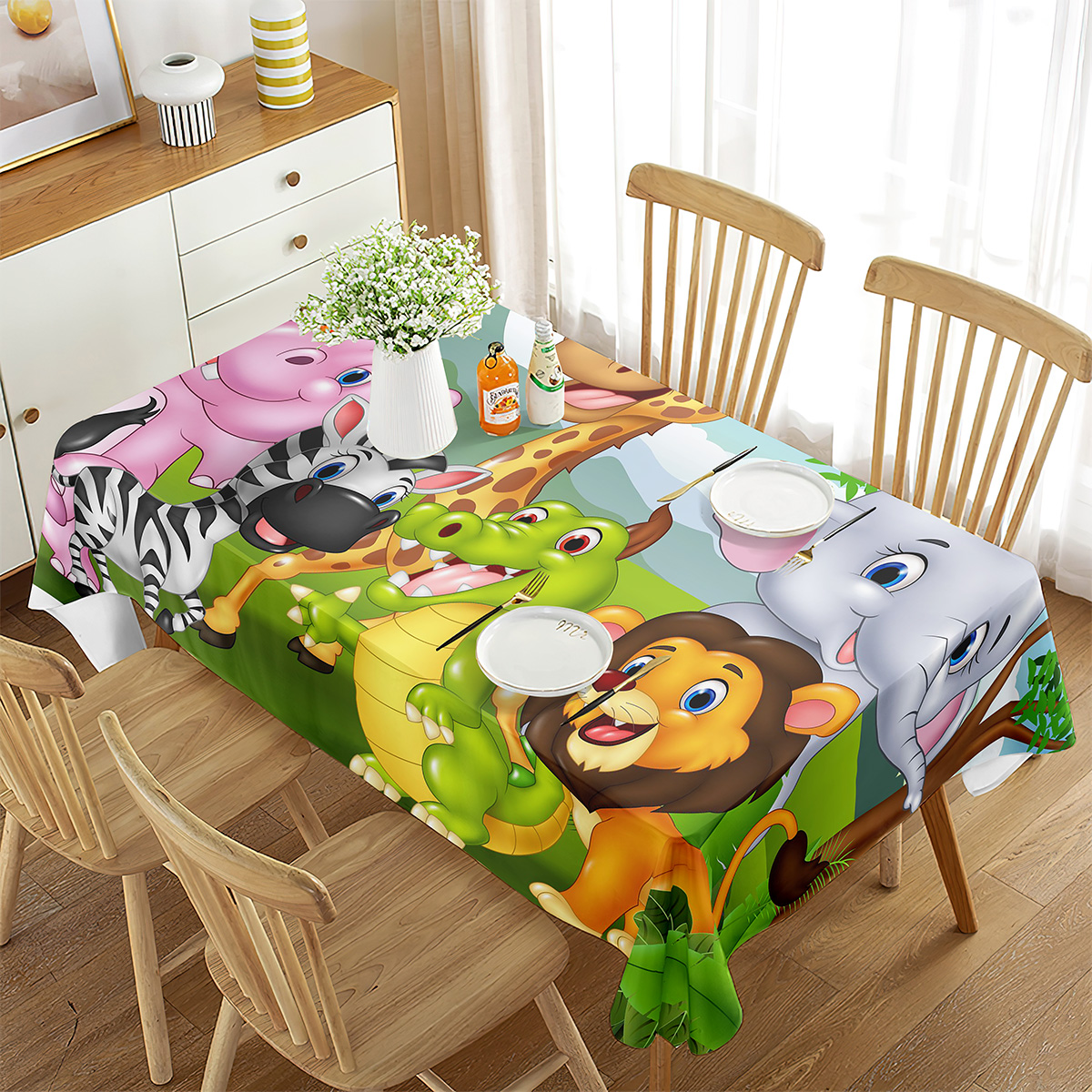 Zoo Tablecloth Happy Zoo Eleph - Wedding Zoo 리뷰 및 가격