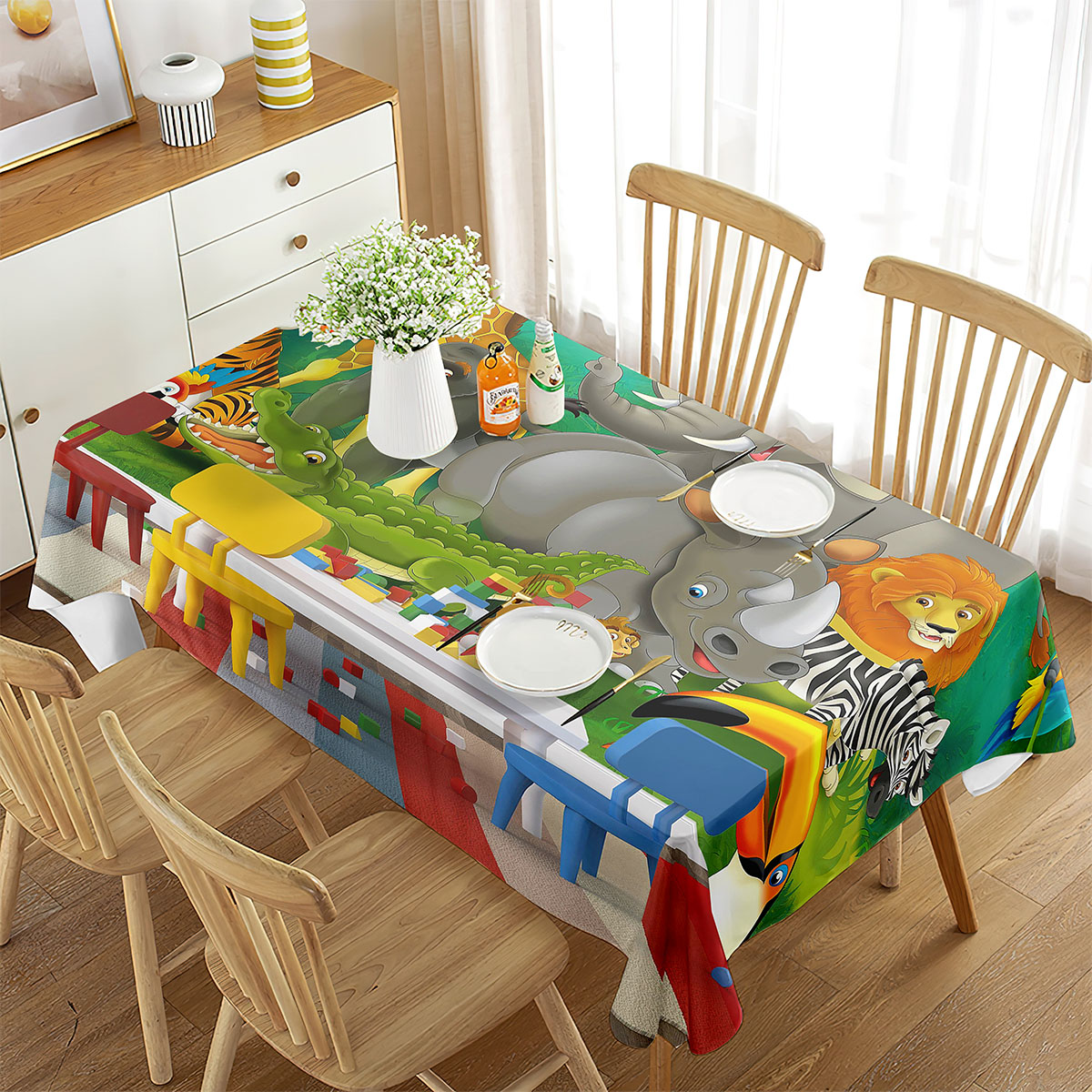 Zoo Tablecloth Happy Zoo Eleph - Wedding Zoo 리뷰 및 가격