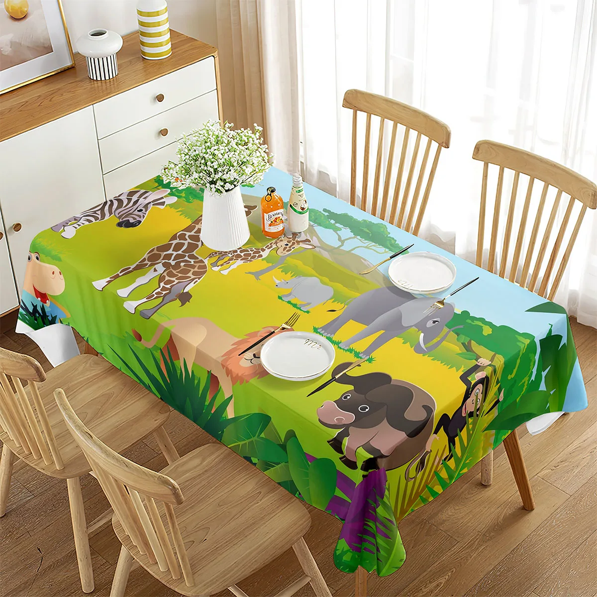 Zoo Tablecloth Happy Zoo Eleph - Wedding Zoo 리뷰 및 가격