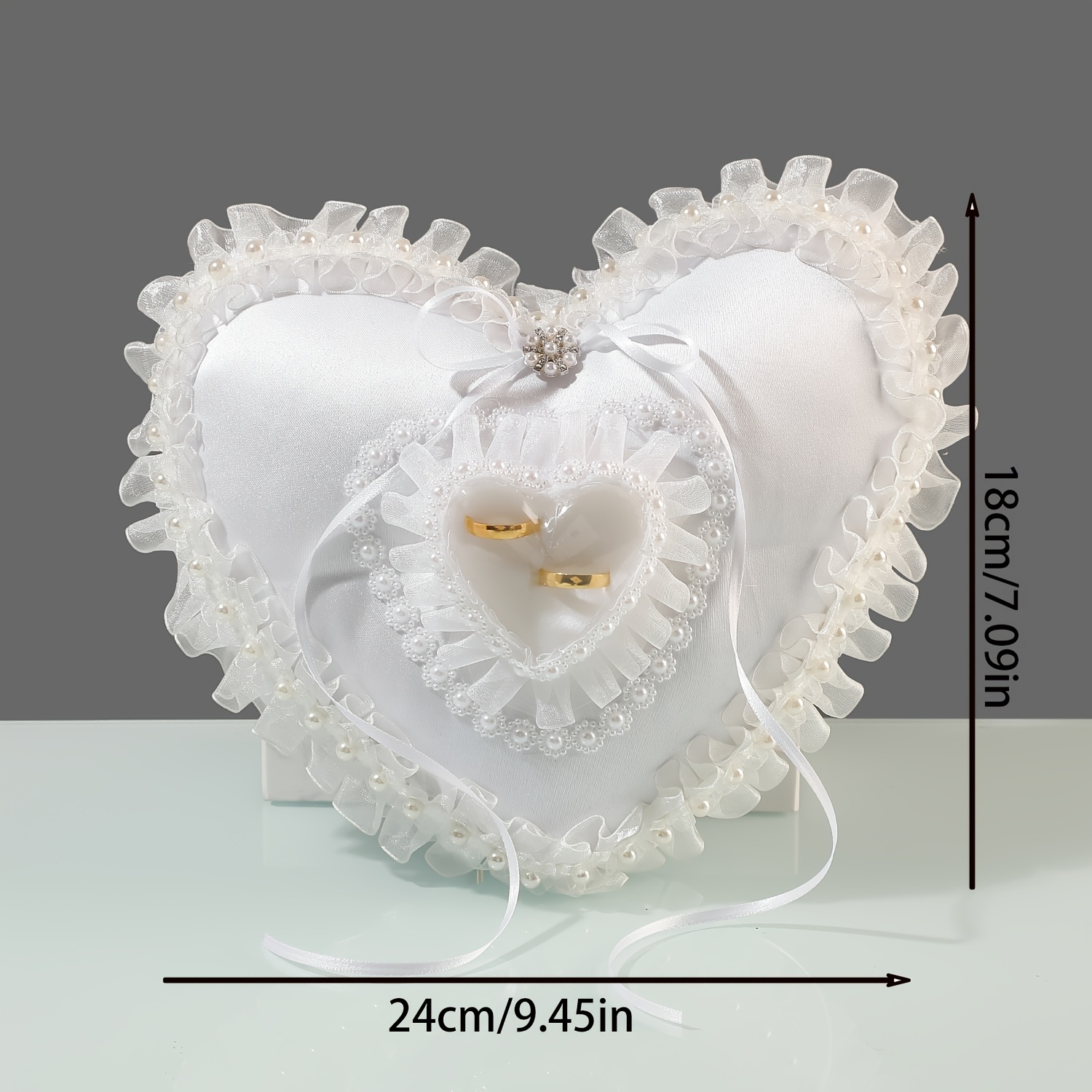 White Heart Shaped Wedding Rin - Ring Bearer Pillow 리뷰 및 가격