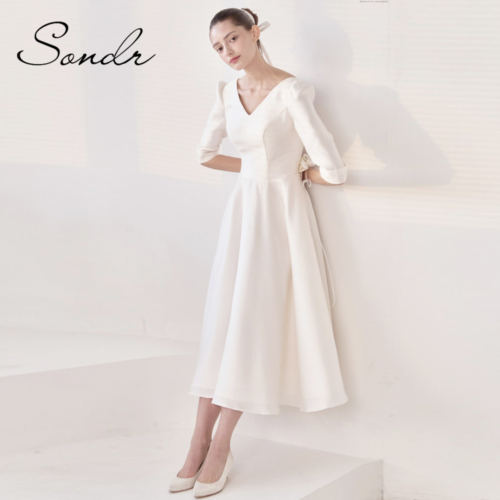 Sondr V-Neck Satin Half Sleeve - Wedding Qq 리뷰 및 가격