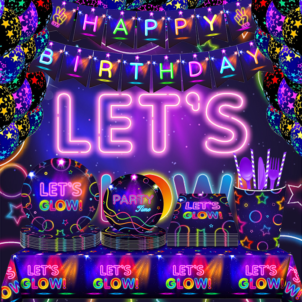 Glow Party Tablecloth Napkins  - Confetti Balloon Set 리뷰 및 가격
