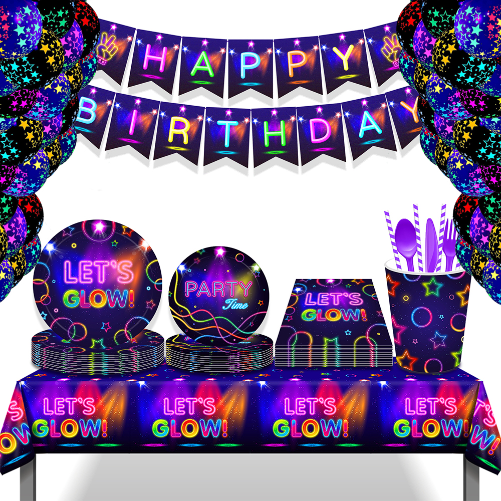 Glow Party Tablecloth Napkins  - Confetti Balloon Set 리뷰 및 가격