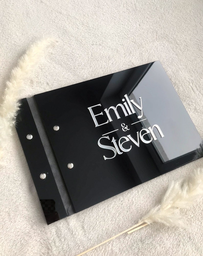 Black Acrylic Wedding Guestboo - Personalized Guest Book 리뷰 및 가격