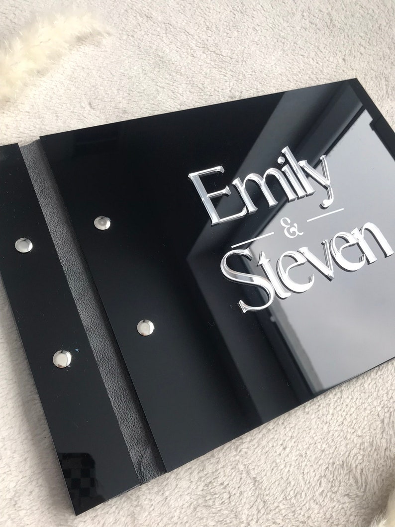 Black Acrylic Wedding Guestboo - Personalized Guest Book 리뷰 및 가격