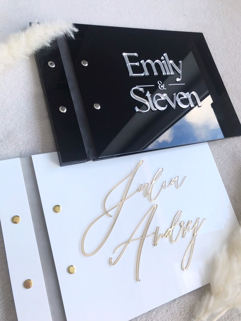 Black Acrylic Wedding Guestboo - Personalized Guest Book 리뷰 및 가격